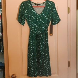 Green Polka dot flowy dress